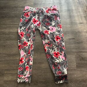 HUE soft fleecy grey floral pj pants pajama bottoms nwot fleece cozy